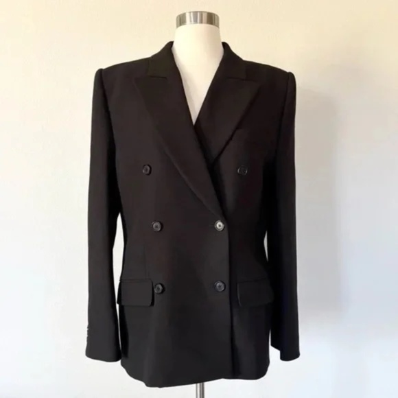 KHAITE NWT Nathan Virgin Wool Blend Double Breasted Blazer Jacket Black 8 - Picture 3 of 9